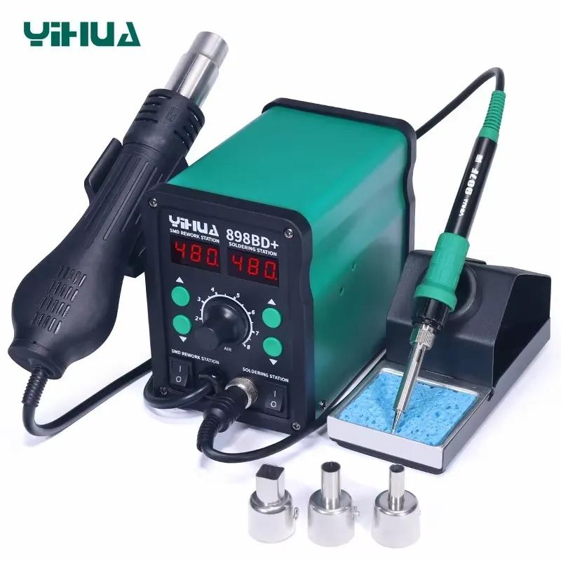 YIHUA 898BD+ 220V 2 w 1 Cyfrow – Smd Rework Station Hot Air Soldering 2 In 1 recenzja i cena
